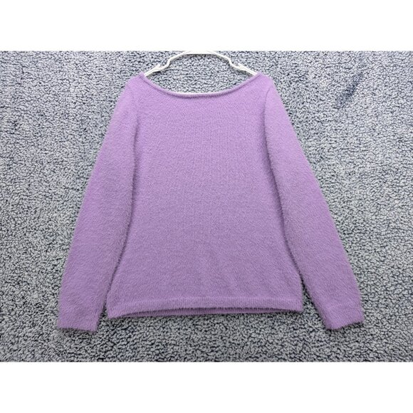 Boston Proper Plush Slouchy Sweater Size M Eyelash Pullover Boho Lilac Purple - Picture 3 of 12